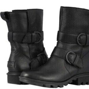 Sorel Phoenix Moto Buckle Black Leather Waterproof Winter Boot